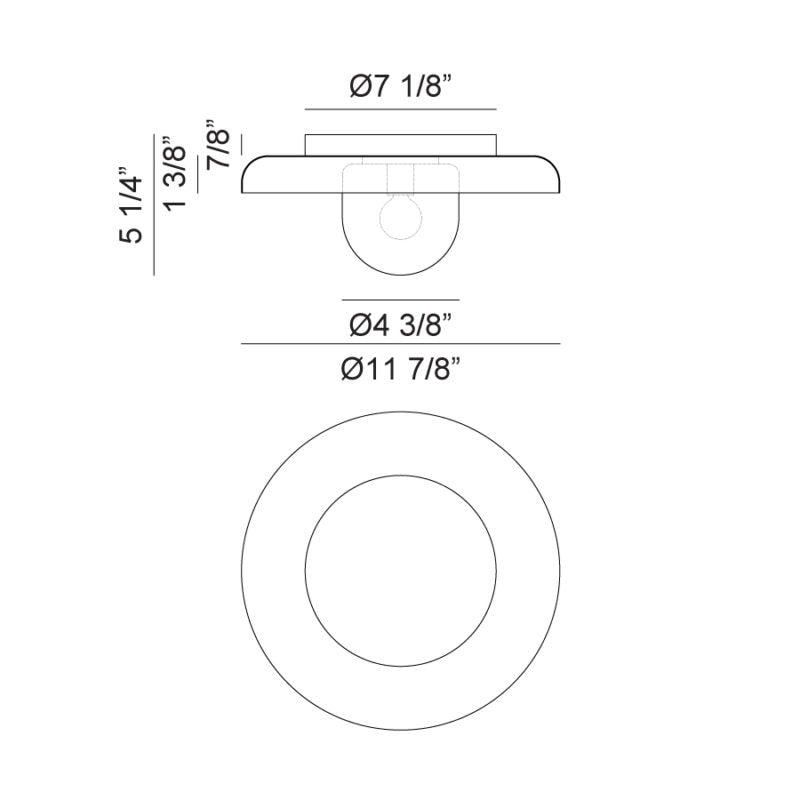 Matteo Lighting Creston 12" Flush Mount – line drawing with dimensions