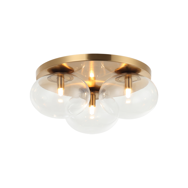 Matteo Lighting Bulbus 16" 3-Light Flush Mount in Aged Gold Brass (X38103AG)