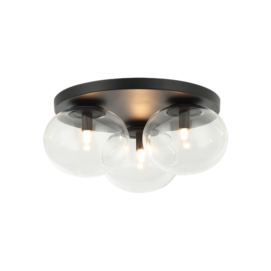 Matteo Lighting Bulbus 16" 3-Light Flush Mount in Matte Black (X38103MB)