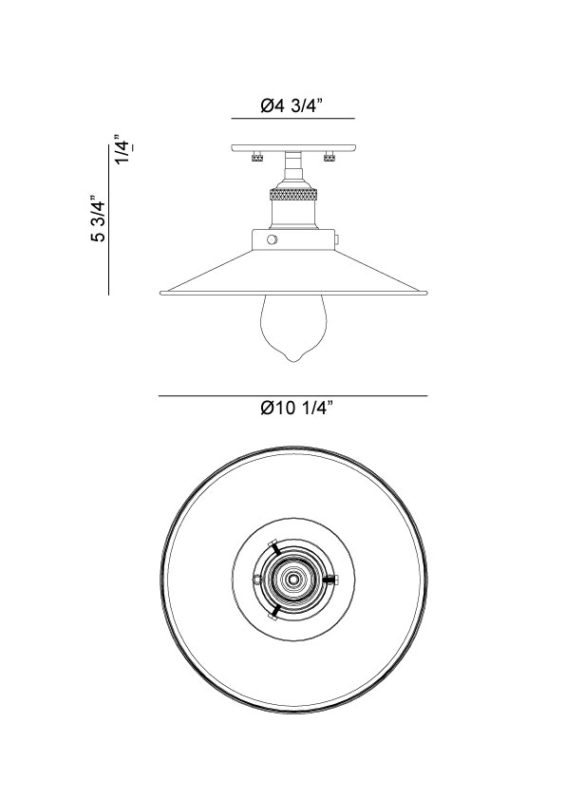 Matteo Lighting Bulstrode's Workshop 10" Semi-Flush Mount – line drawing with dimensions