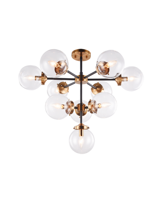 Matteo Lighting Maru 2 Tier 10-Light Chandelier Aged Brass, Black