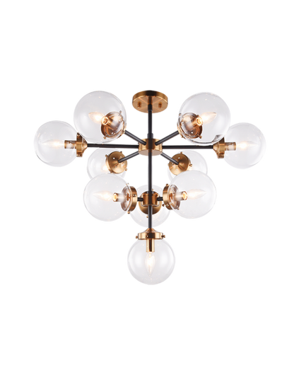 Matteo Lighting Maru 2 Tier 10-Light Chandelier Aged Brass, Black