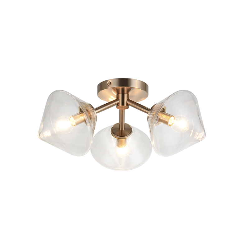 Matteo Lighting Novo 3-Light Flush Mount Brass, Aged Brass