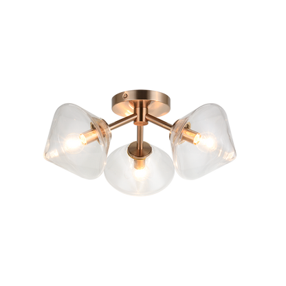 Matteo Lighting Novo 3-Light Flush Mount Brass, Aged Brass