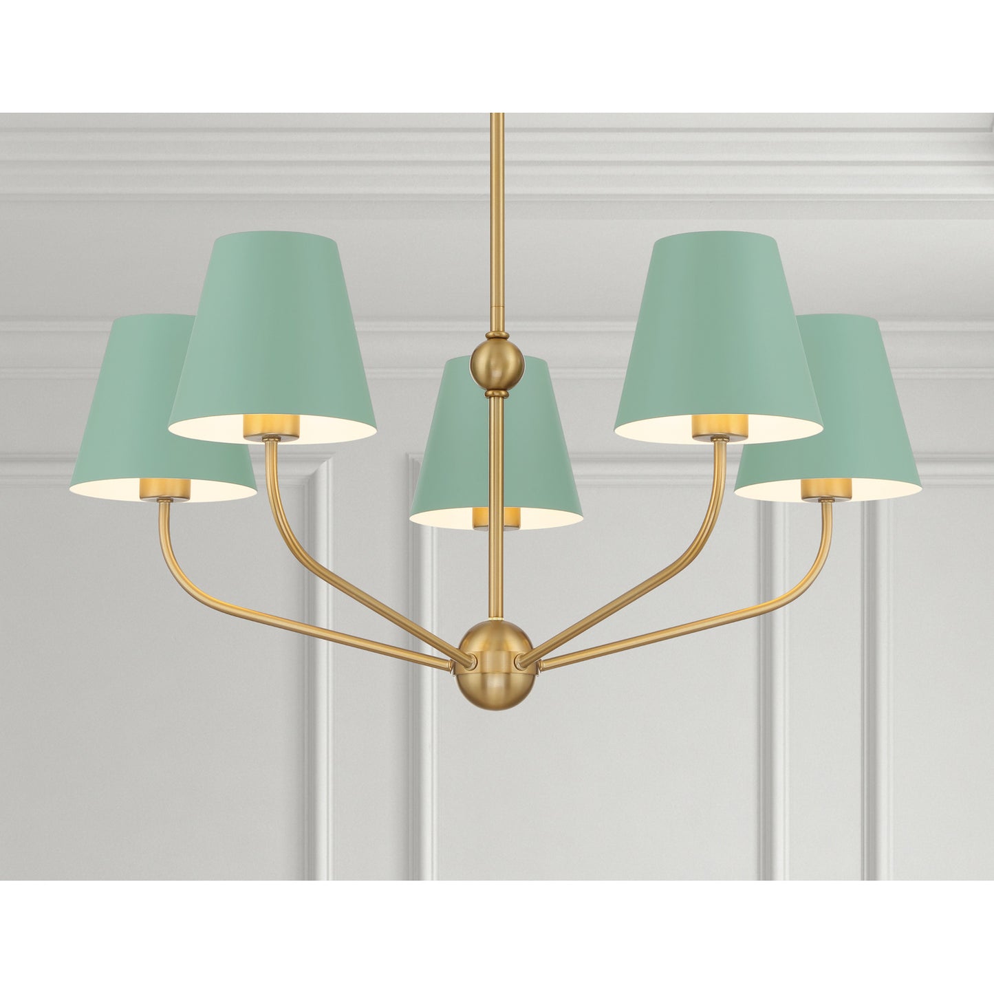 Xavier 5 Light Vibrant Gold + Blue Chandelier
