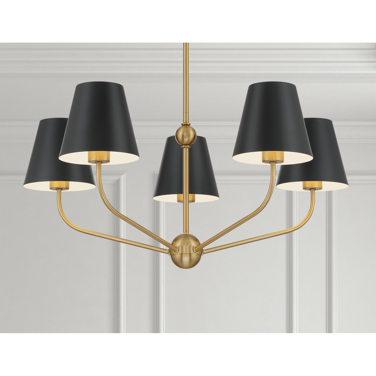Xavier 5 Light Vibrant Gold + Blue Chandelier