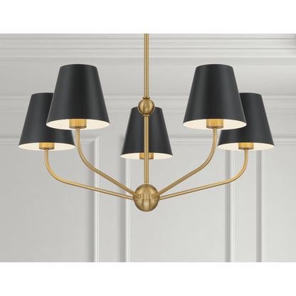 Xavier 5 Light Vibrant Gold + Blue Chandelier