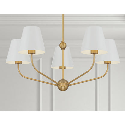 Xavier 5 Light Vibrant Gold + Blue Chandelier