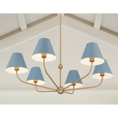 Xavier 6 Light Chandelier - Vibrant Gold + Blue