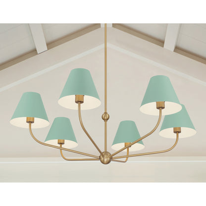 Xavier 6 Light Chandelier - Vibrant Gold + Blue