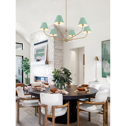 Xavier 6 Light Chandelier - Vibrant Gold + Blue