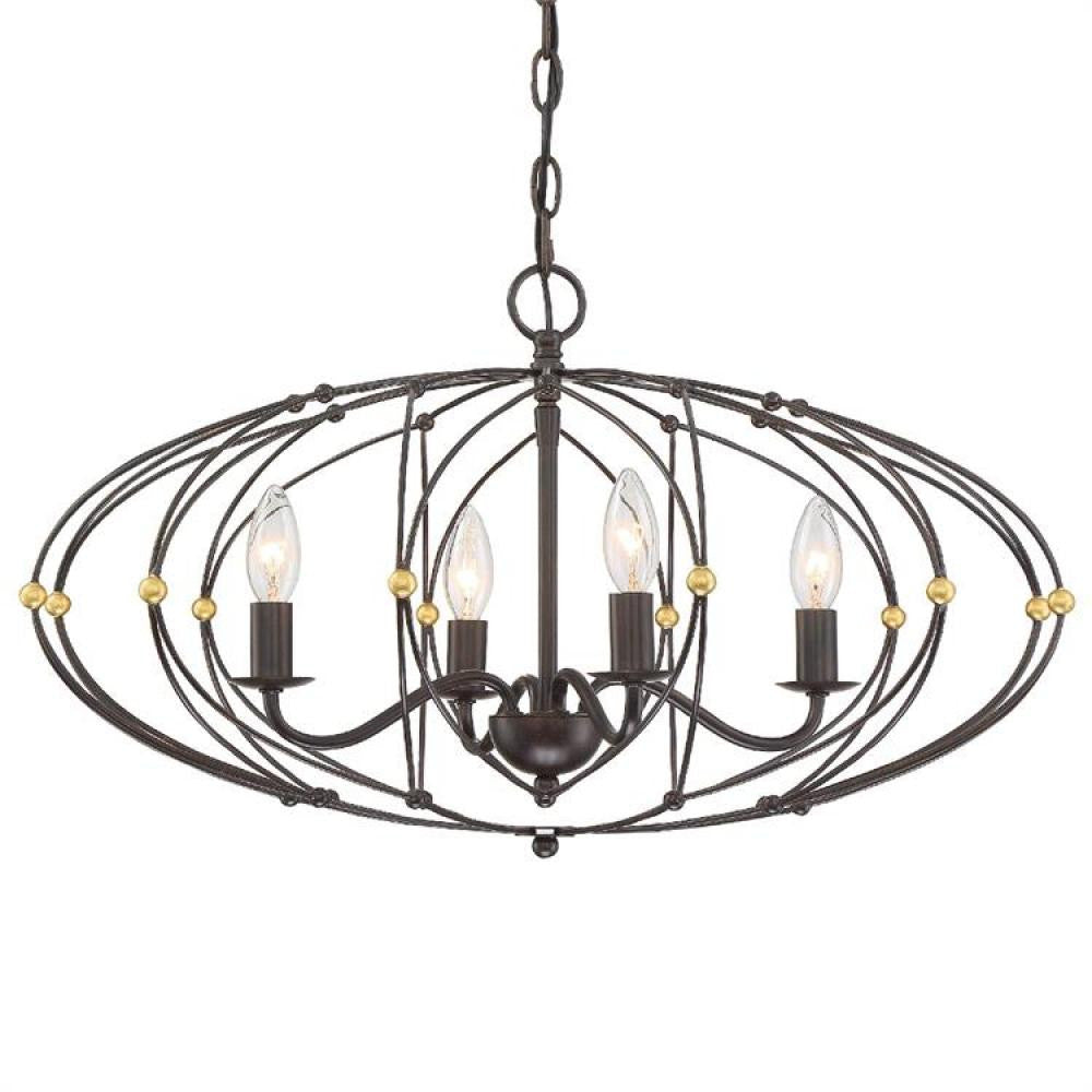 Crystorama Zucca Chandelier English Bronze, Antique Gold