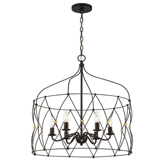 Crystorama Zucca 6 Light Chandelier English Bronze, Antique Gold
