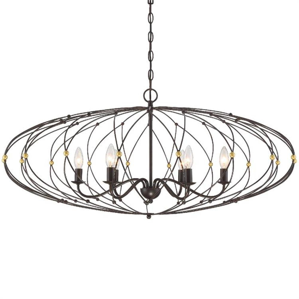 Crystorama Zucca 6 Light Chandelier English Bronze, Antique Gold