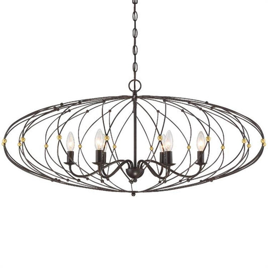 Crystorama Zucca 6 Light Chandelier English Bronze, Antique Gold