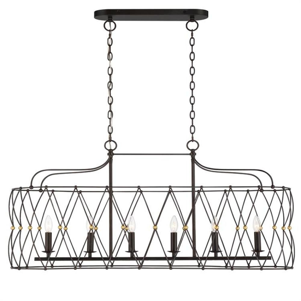 Crystorama Zucca 6 Light Chandelier English Bronze, Antique Gold