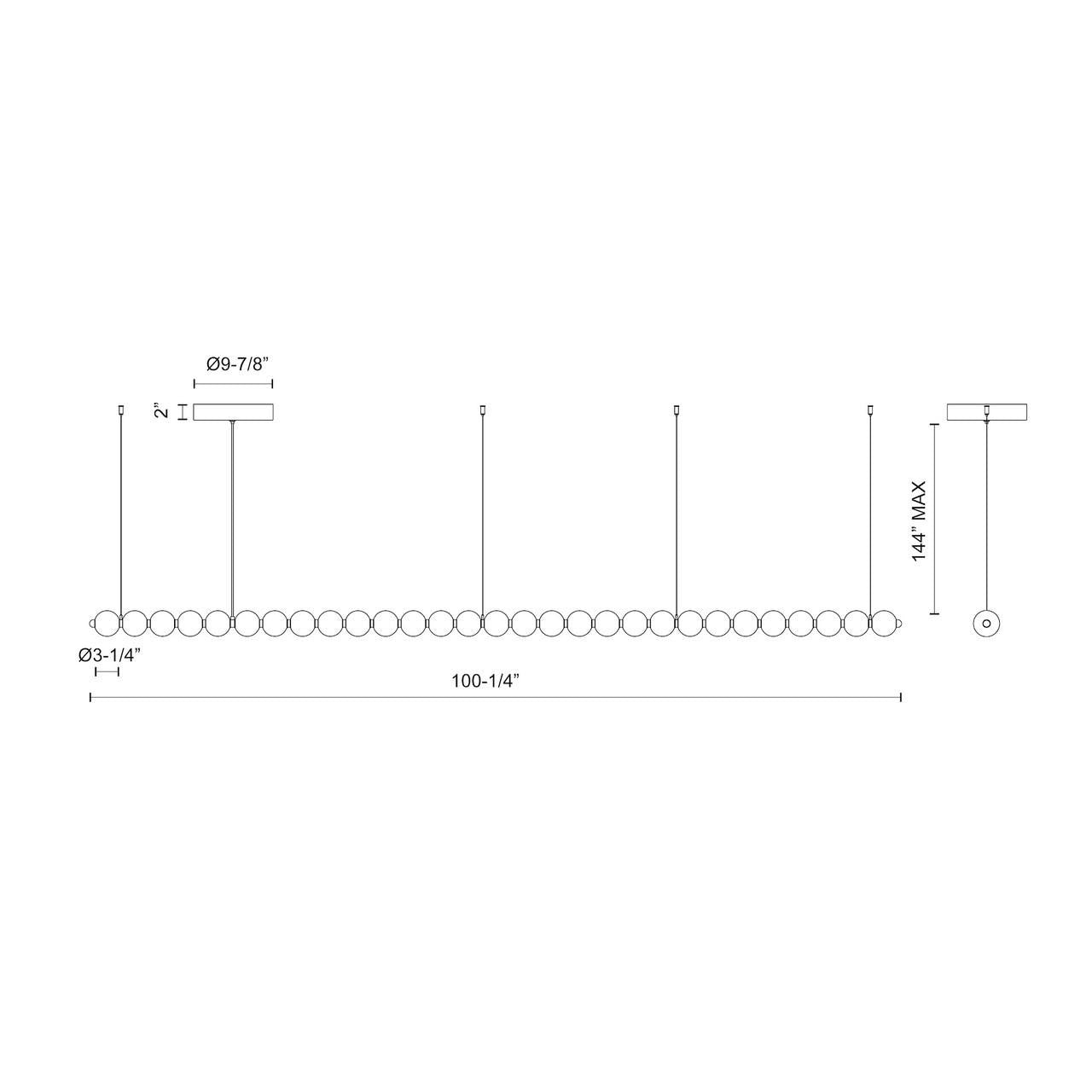 Alora Lighting Akoya Chandelier, 1-Light, LED, Chrome, 100.25"L