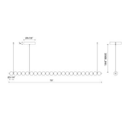 Alora Lighting Akoya Chandelier, 1-Light, LED, Chrome, 79"L (CH321506CH 706TPMP)
