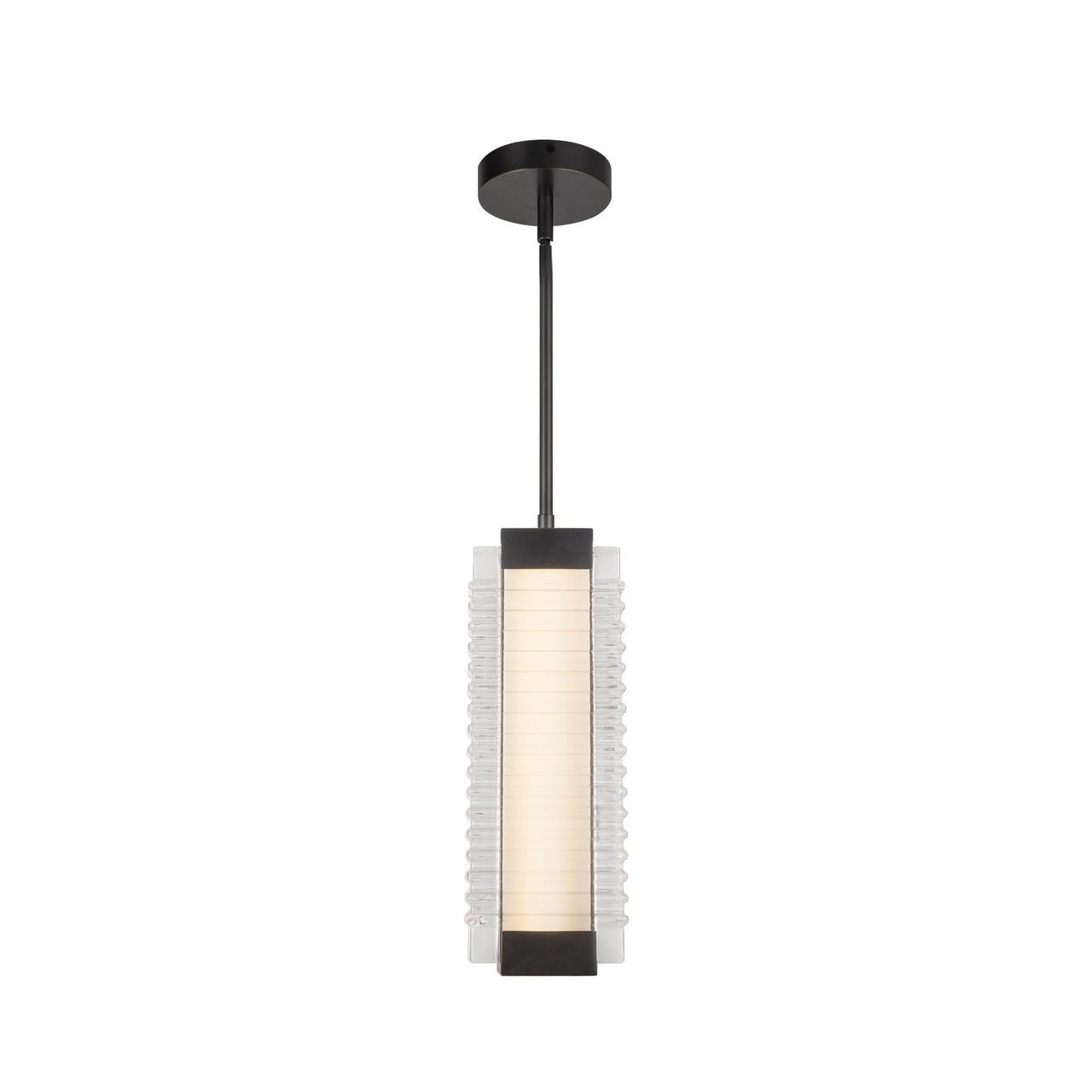 Alora Lighting Alai 16-in Urban Bronze/Ribbed Glass LED Pendant