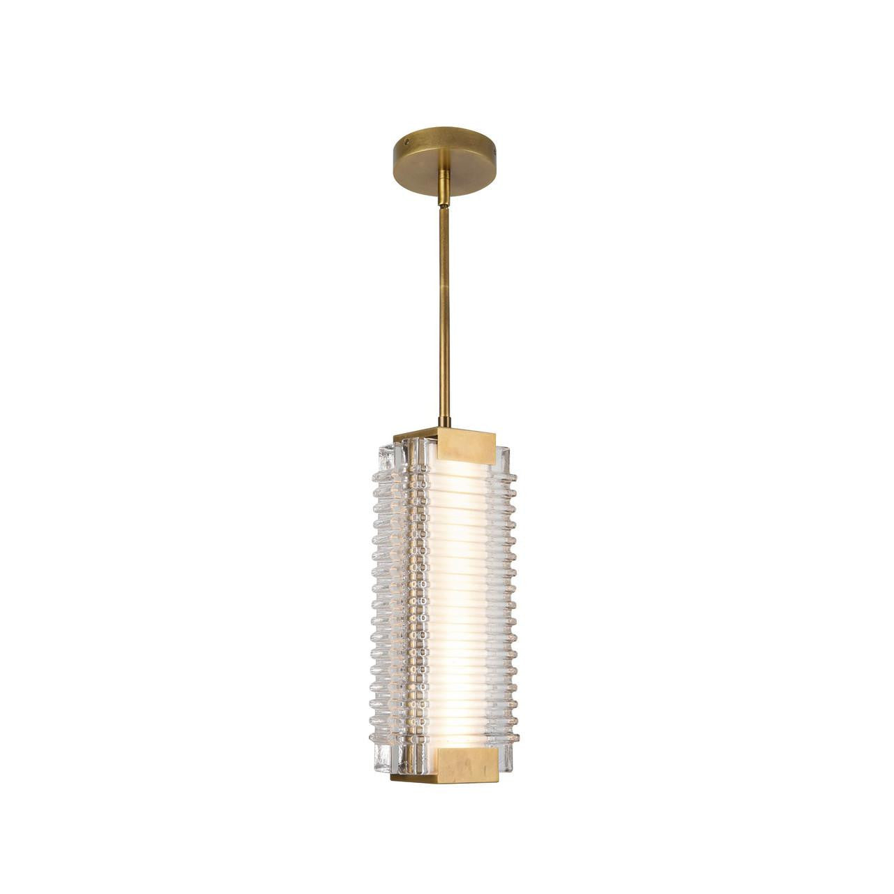 Alora Lighting Alai 16-in Vintage Brass/Ribbed Glass LED Pendant