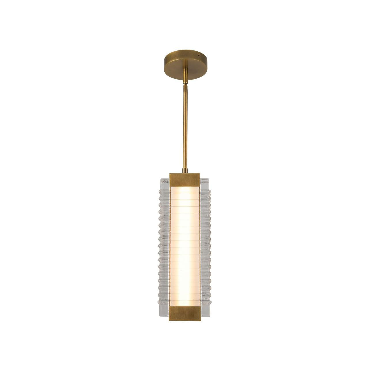 Alora Lighting Alai 16-in Vintage Brass/Ribbed Glass LED Pendant