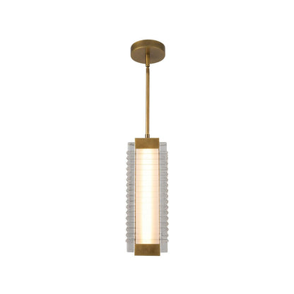 Alora Lighting Alai 16-in Vintage Brass/Ribbed Glass LED Pendant