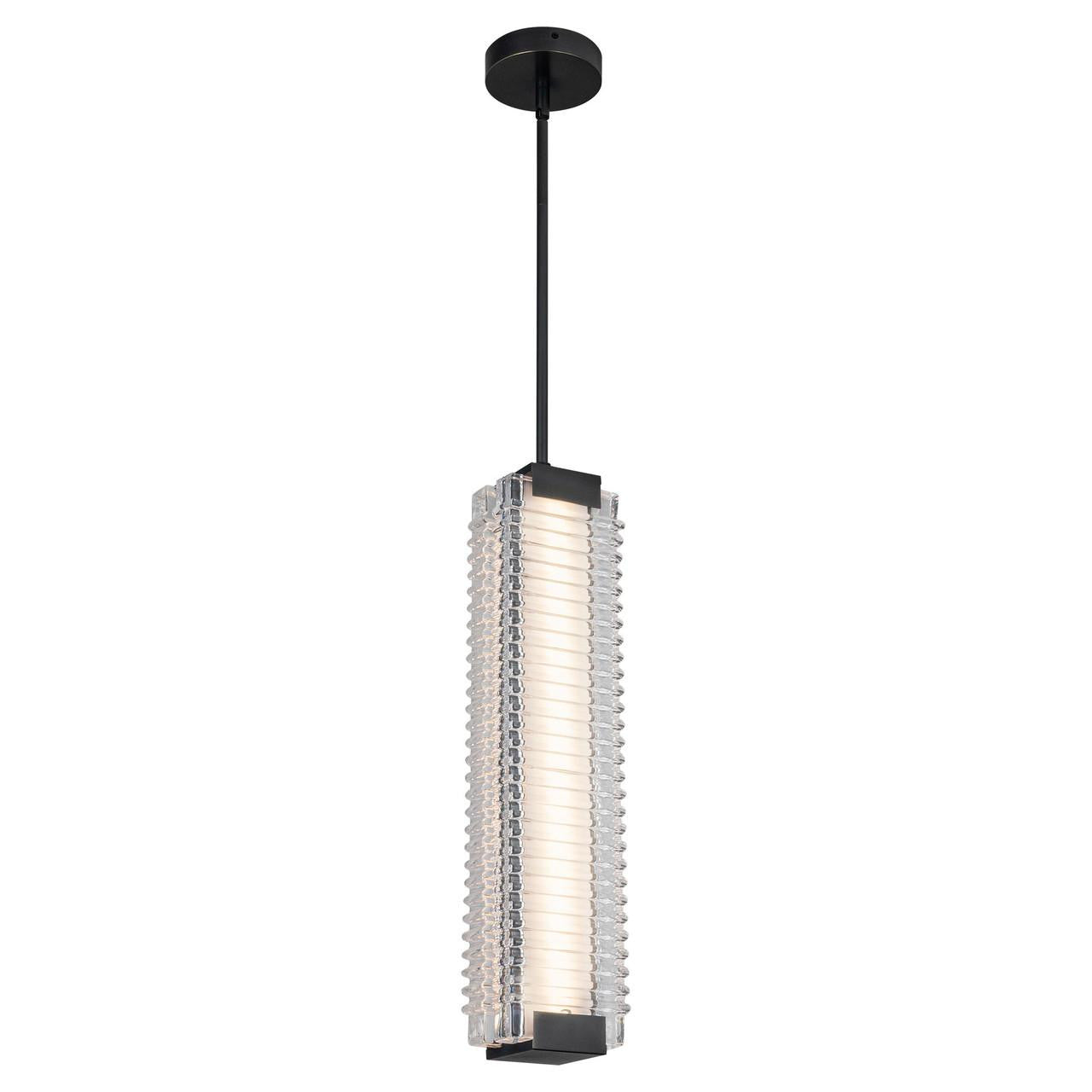 Alora Lighting Alai 24-in Urban Bronze/Ribbed Glass LED Pendant