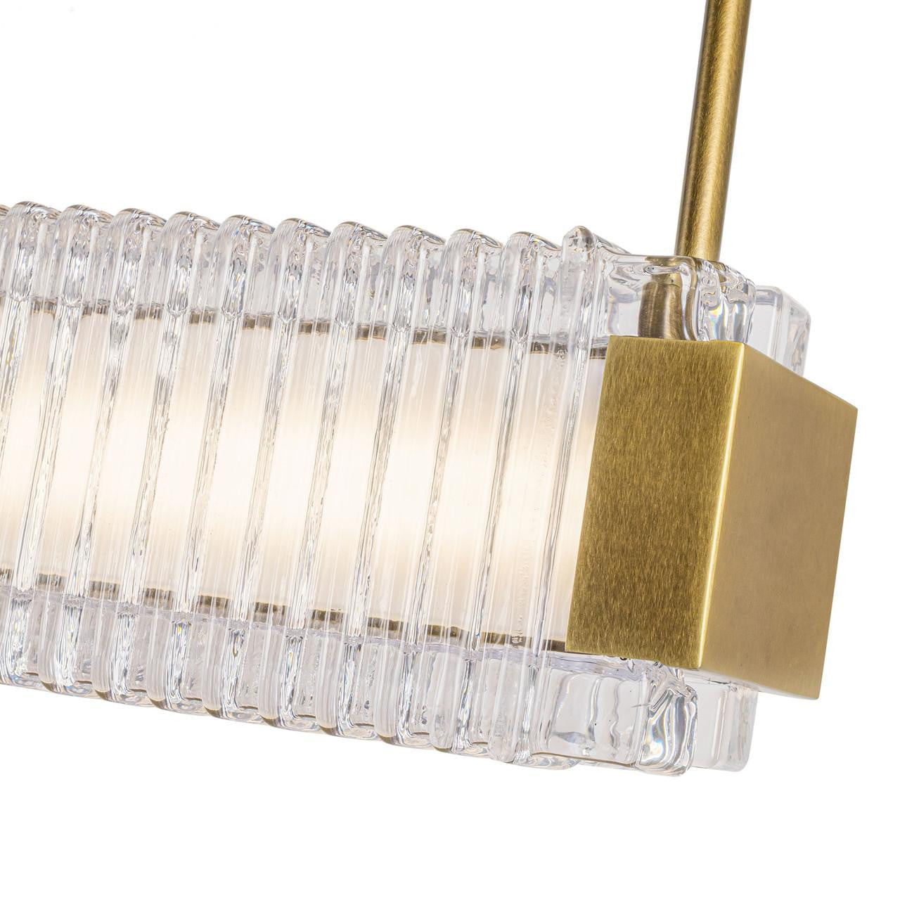 Alora Lighting Alai 47-in Vintage Brass/Ribbed Glass LED Linear Pendant