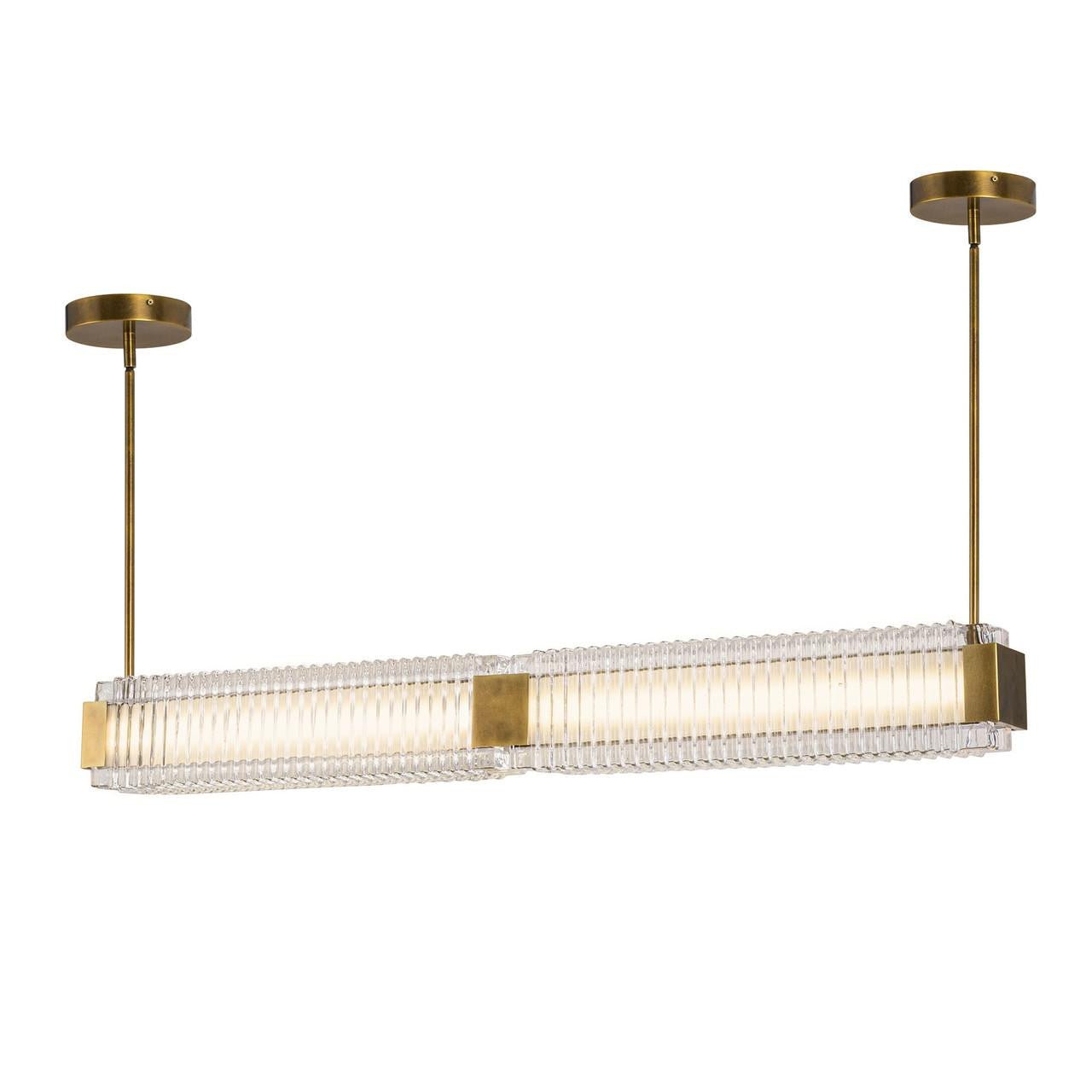 Alora Lighting Alai 47-in Vintage Brass/Ribbed Glass LED Linear Pendant