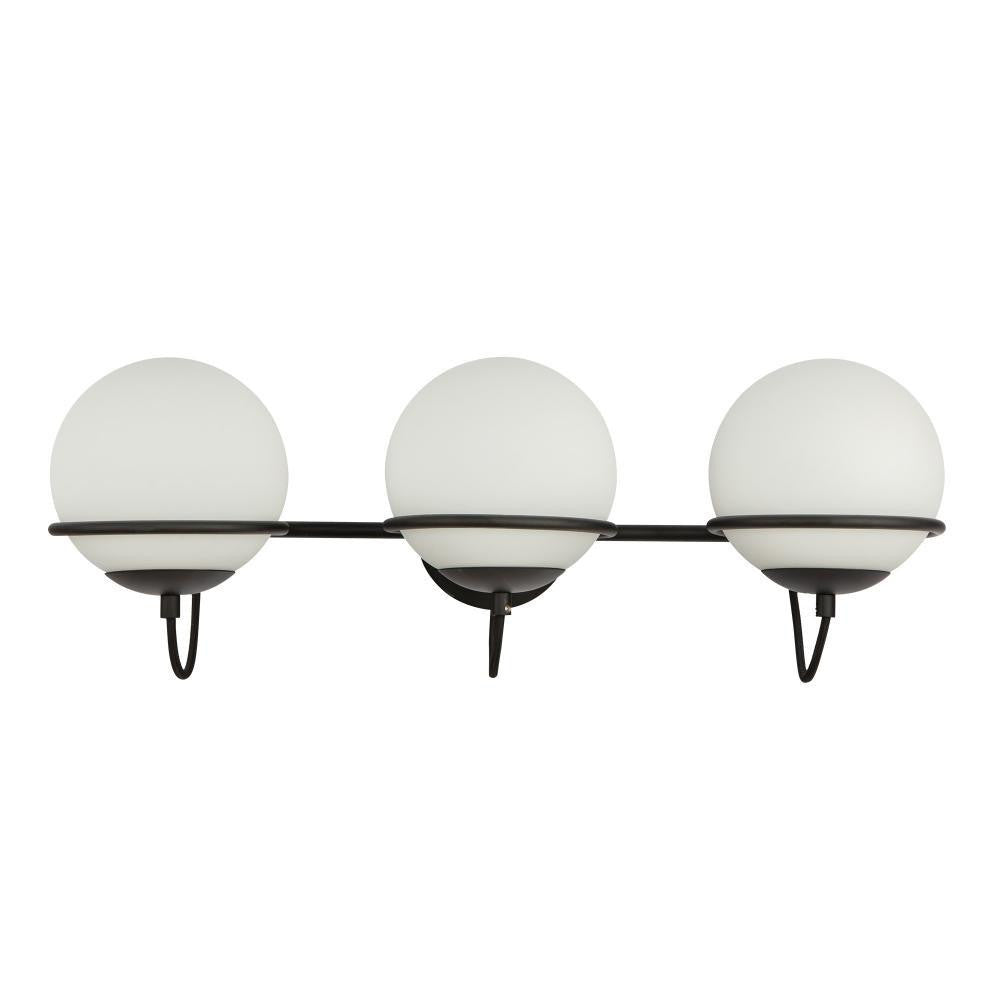 Alora Lighting Alba 24-in Matte Black/Opal Glass 3 Lights Wall Vanity