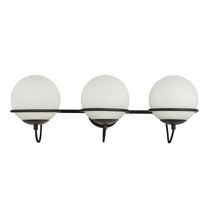 Alora Lighting Alba 24-in Matte Black/Opal Glass 3 Lights Wall Vanity