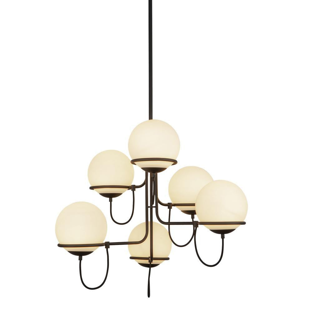 Alora Lighting Alba 32-in Matte Black/Opal Glass 6 Lights Chandelier
