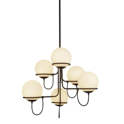 Alora Lighting Alba 32-in Matte Black/Opal Glass 6 Lights Chandelier