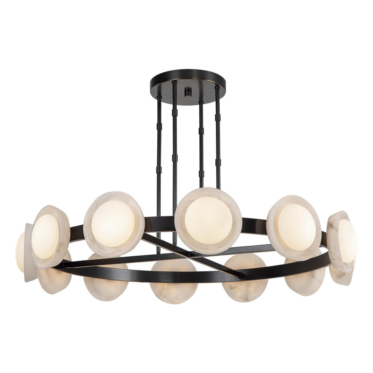 Alora Lighting Alonso Chandelier, 2-Light, LED, Urban Bronze, Alabaster, 50.5"D