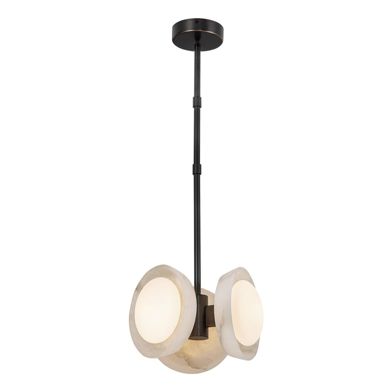 Alora Lighting Alonso Pendant, 2-Light, LED, Urban Bronze, Alabaster, 12.63"D