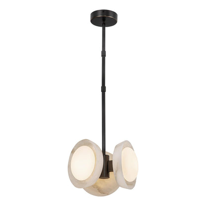 Alora Lighting Alonso Pendant, 2-Light, LED, Urban Bronze, Alabaster, 12.63"D