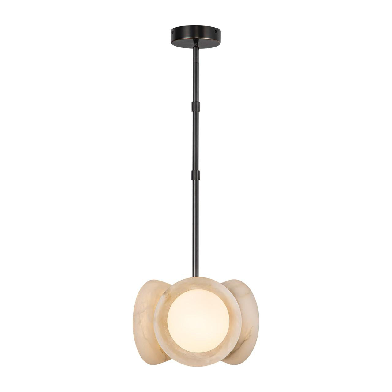 Alora Lighting Alonso Pendant, 2-Light, LED, Urban Bronze, Alabaster, 12.63"D