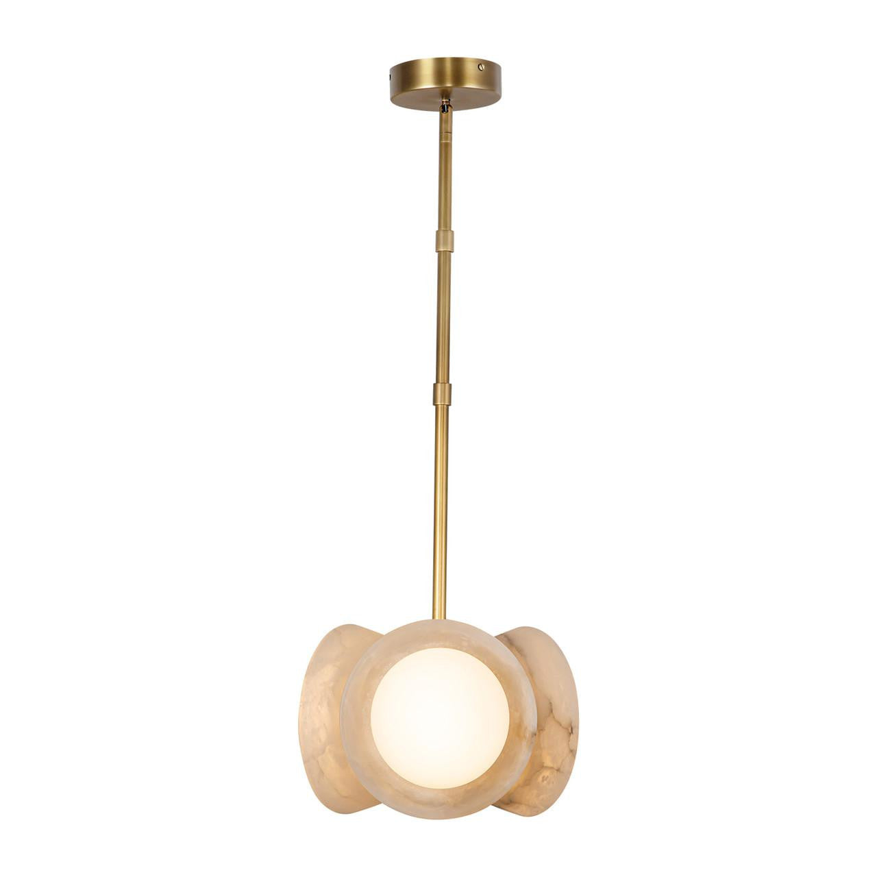 Alora Lighting Alonso Pendant, 7-Light, LED, Vintage Brass, Alabaster, 12.63"D