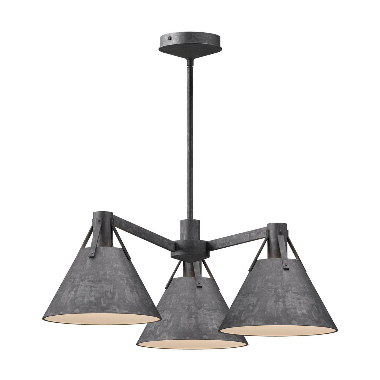 Alora Lighting Archer Chandelier, 3-Light, Steel Shade, 25.13"D