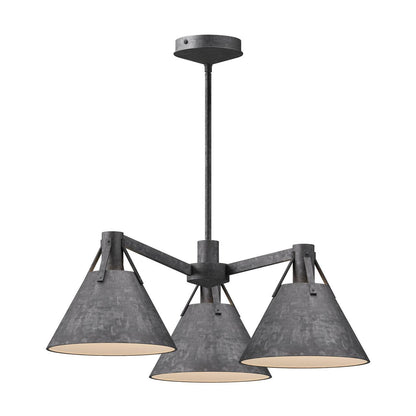 Alora Lighting Archer Chandelier, 3-Light, Steel Shade, 25.13"D