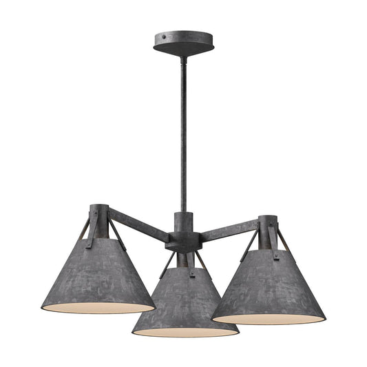 Alora Lighting Archer Chandelier, 3-Light, Steel Shade, 25.13"D