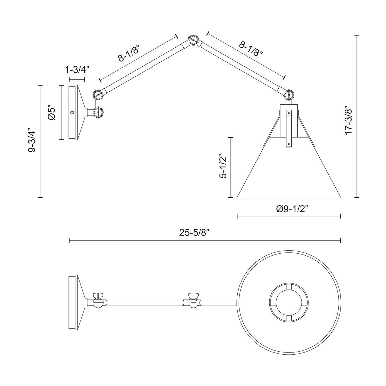 Alora Lighting Archer Wall/Vanity Light, 1-Light, Matte Black, 25.63"E
