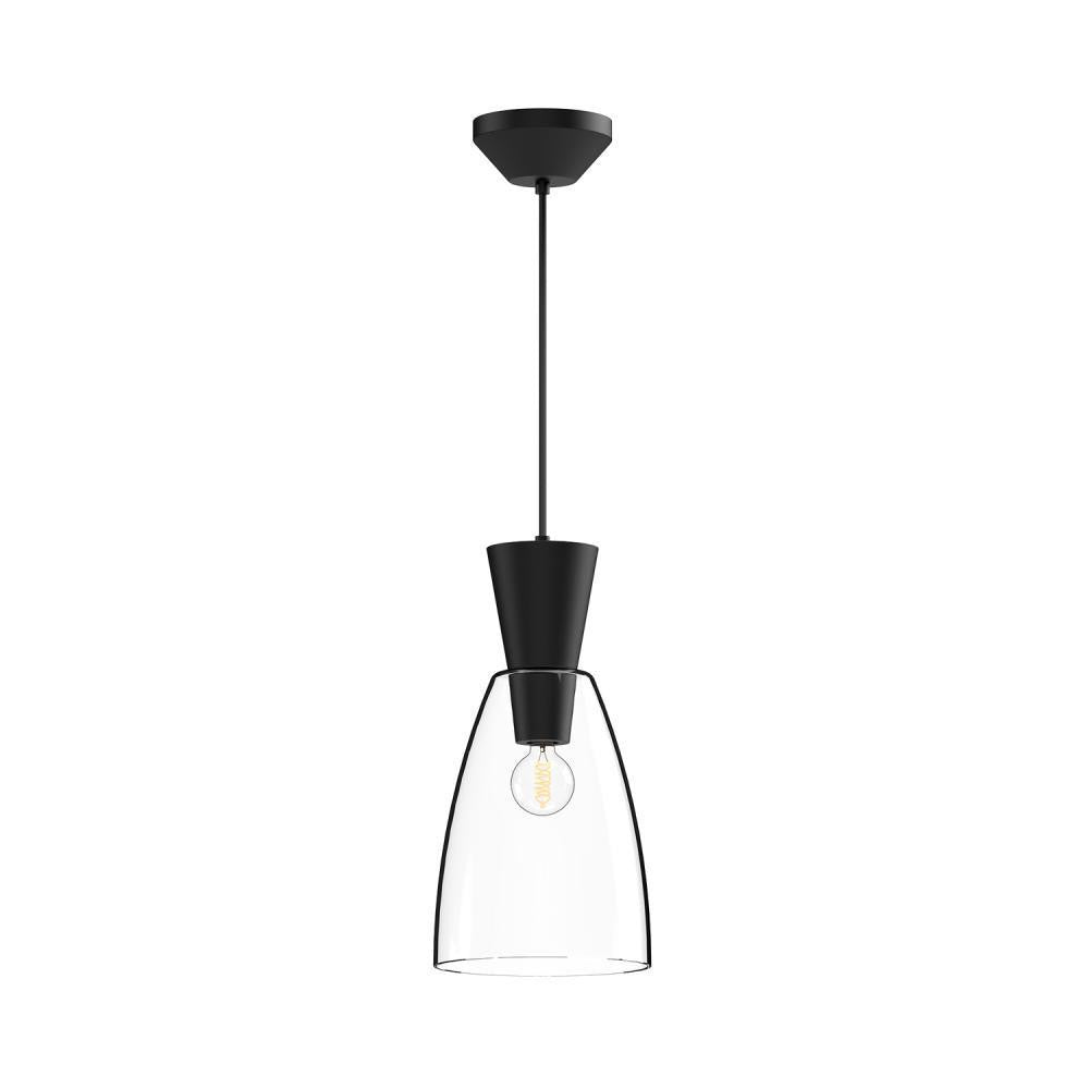 Alora Lighting Arlo Pendant, 1-Light, Matte Black, Clear Glass, 14"H