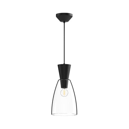 Alora Lighting Arlo Pendant, 1-Light, Matte Black, Clear Glass, 14"H