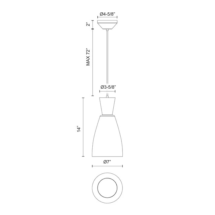 Alora Lighting Arlo Pendant, 1-Light, Matte Black, Clear Glass, 14"H