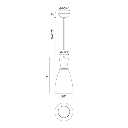 Alora Lighting Arlo Pendant, 1-Light, Matte Black, Clear Glass, 14"H