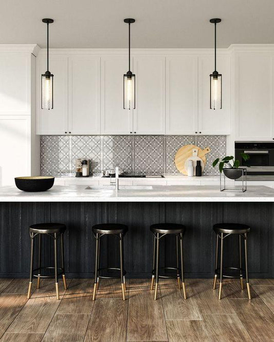 Alora Lighting Belmont Pendant, 1-Light, Matte Black, Clear Water Glass, 16.63"H