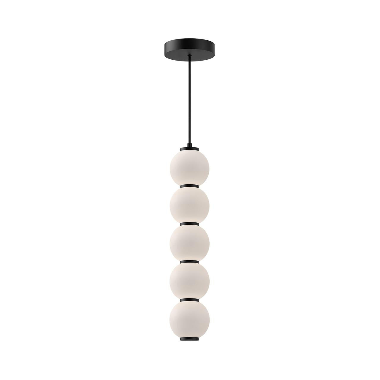 Alora Lighting Bijou Pendant, 1-Light, LED, Matte Black, Opal Matte Glass, 21.25"H