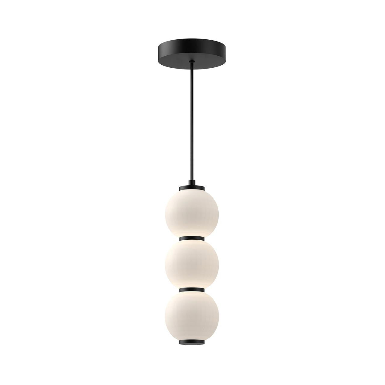Alora Lighting Bijou Pendant, 3-Light, LED, Matte Black, Opal Matte Glass, 19.75"H