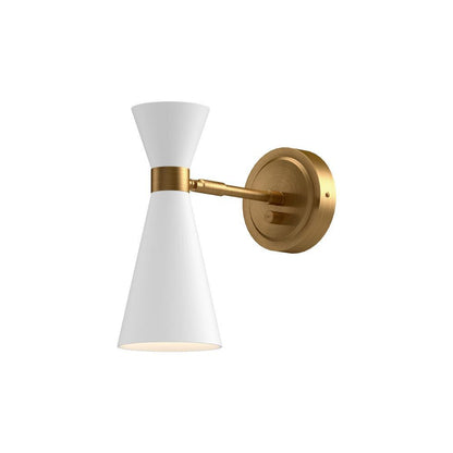 Alora Lighting Blake Wall Sconce, 1-Light, White, Aged Gold, 12.25"H